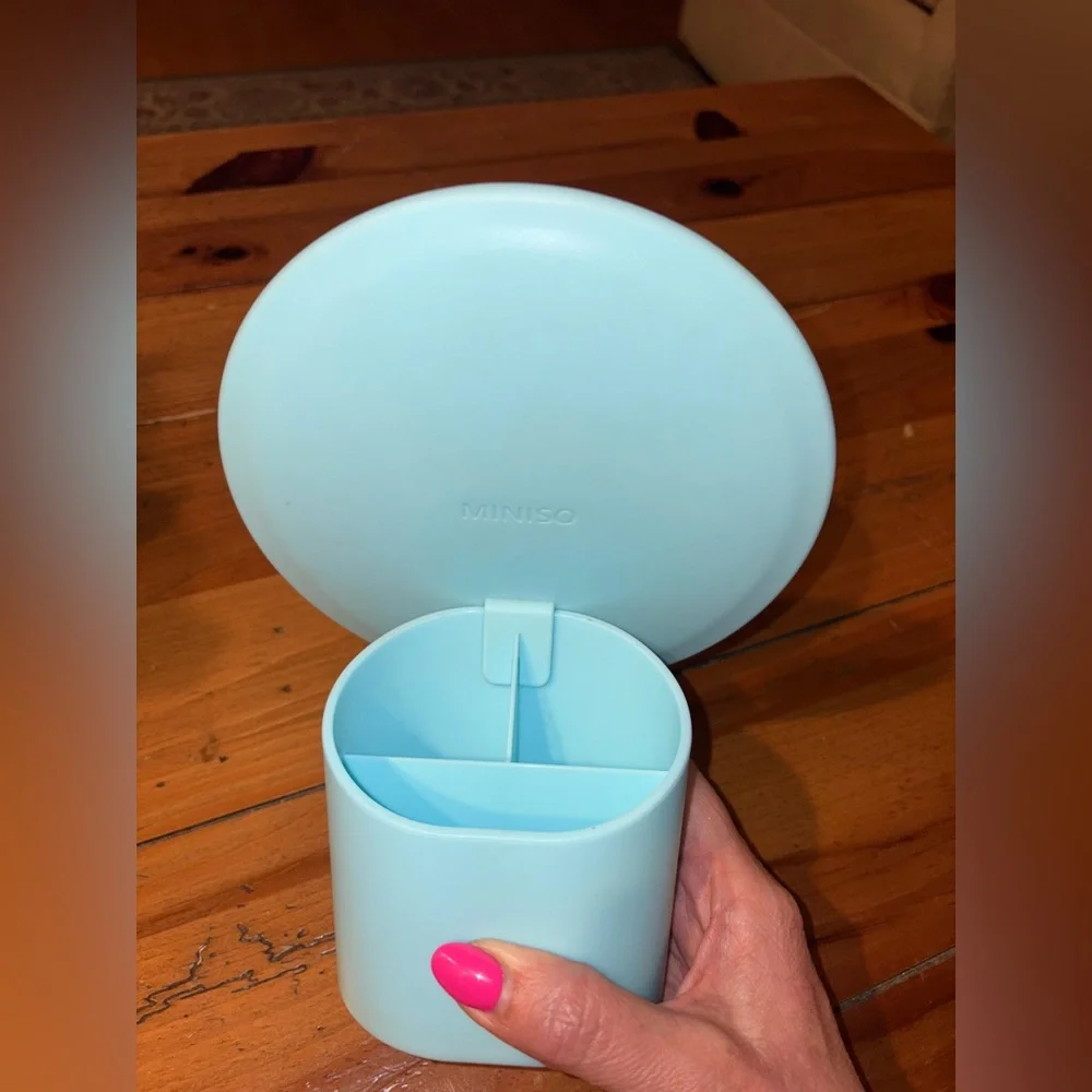 Miniso Light Blue Makeup Organizer with Mirror